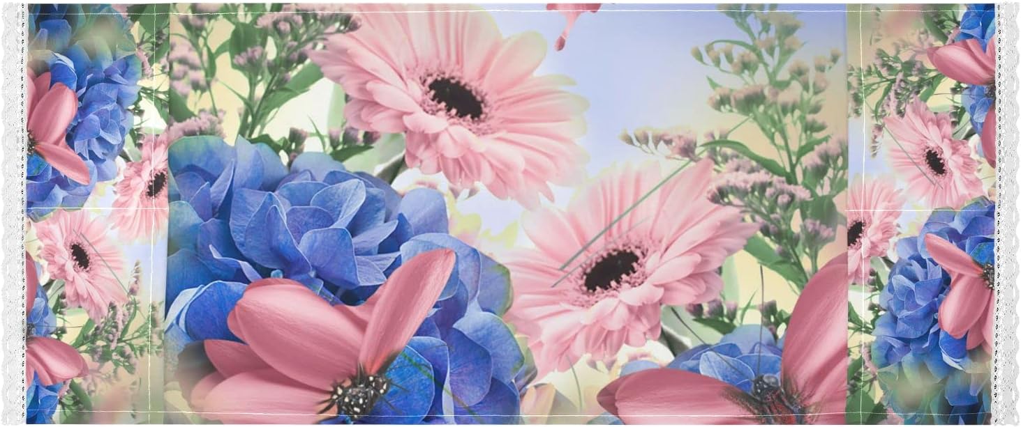 senya Slipproof Washer and Dryer Top Covers, Pink Butterfly Blue Flower Washing Machine Top Cover with 4 Big Storage Pockets(226ly4b)