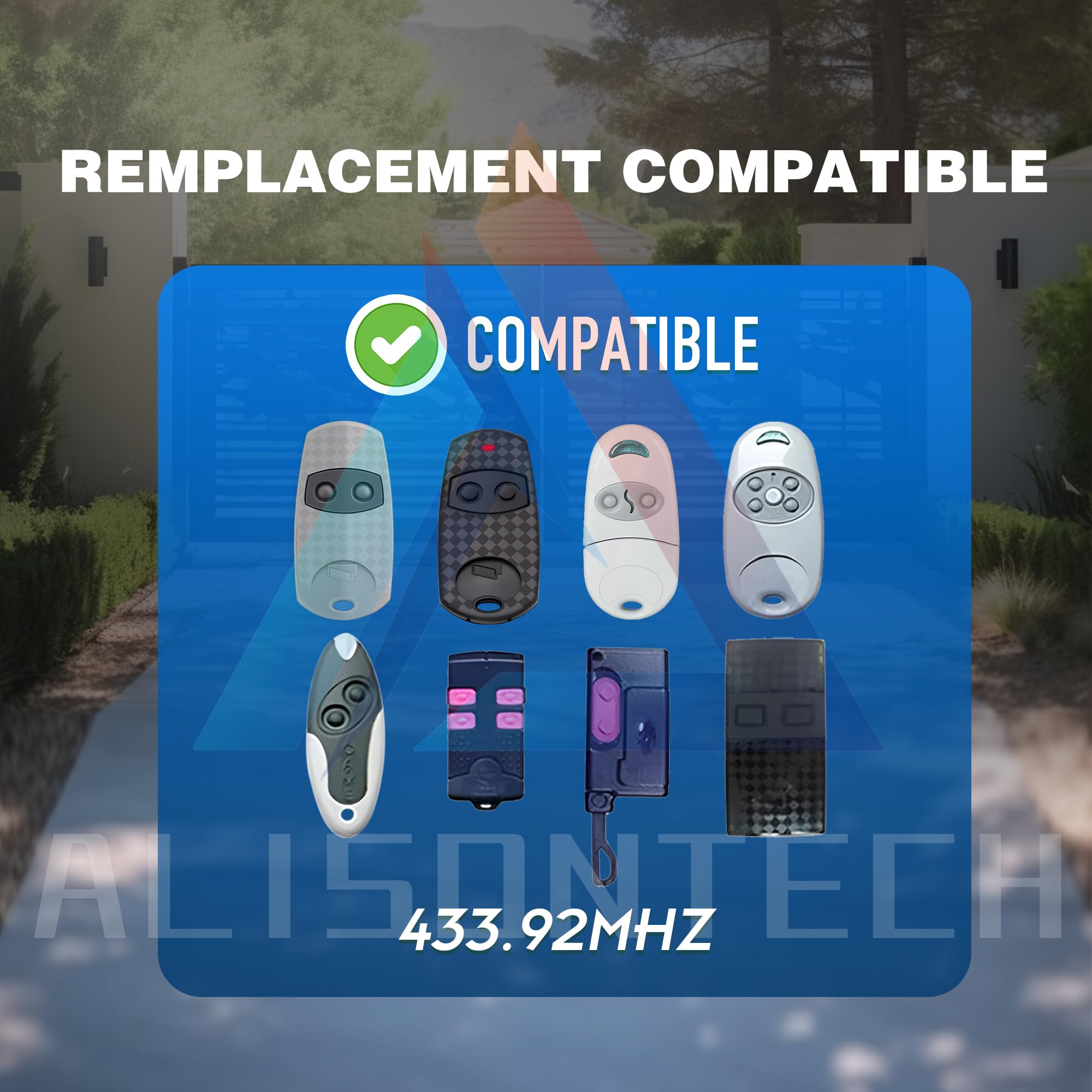 2 Télécommandes Universelles 433,92 MHz - Compatible TOP432EE Et Autres, Portée Jusqu'à 150m, Piles Incluses - 12