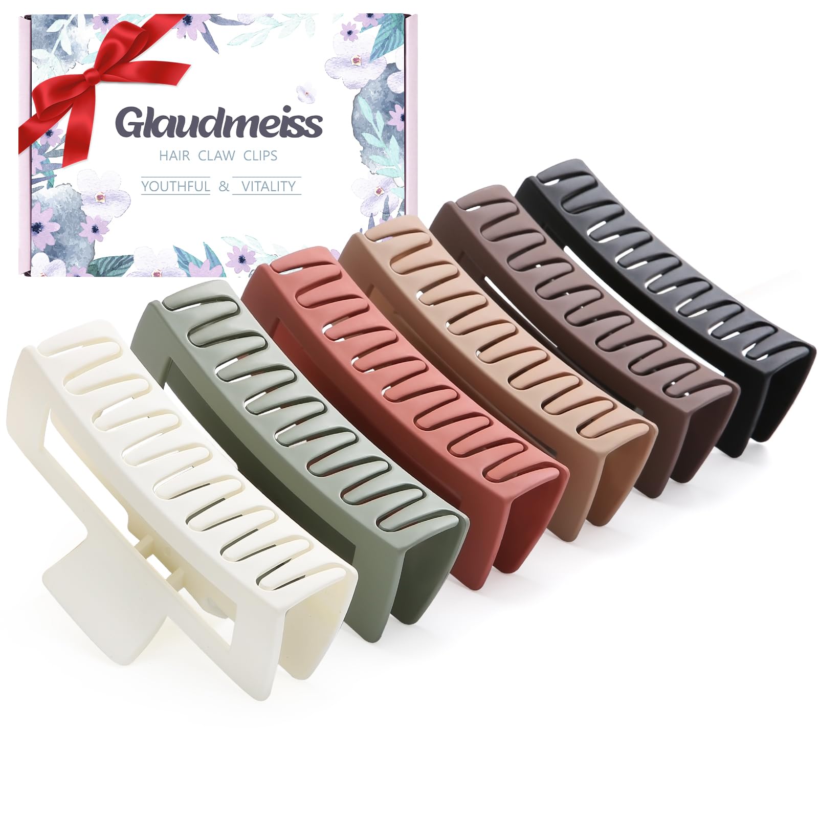 6 PCS 5 Inch Extra Large Claw Clips, Big Hair Clips for Thick Long Curly Hair, Durable Matte Strong Hold Hair Claw Clips, Non-slip Square Hair Clips