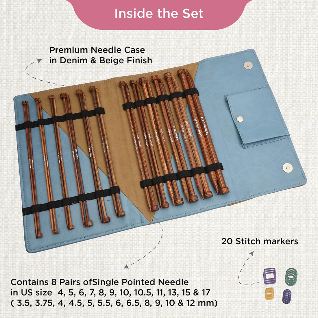 KnitPro Ginger Grande Lange Nadel Set 10" (25cm) | 12 Größen (3.5mm bis 12mm)