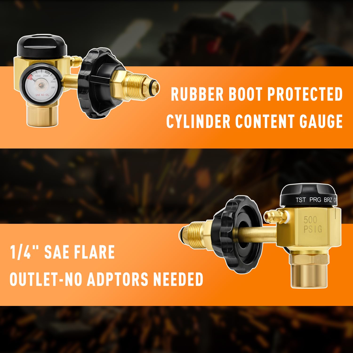 CAMPFIRE Regulador de purga de nitrógeno VN-500 con presión de prueba de 500 psi, soporta modo de soldadura, purga y prueba