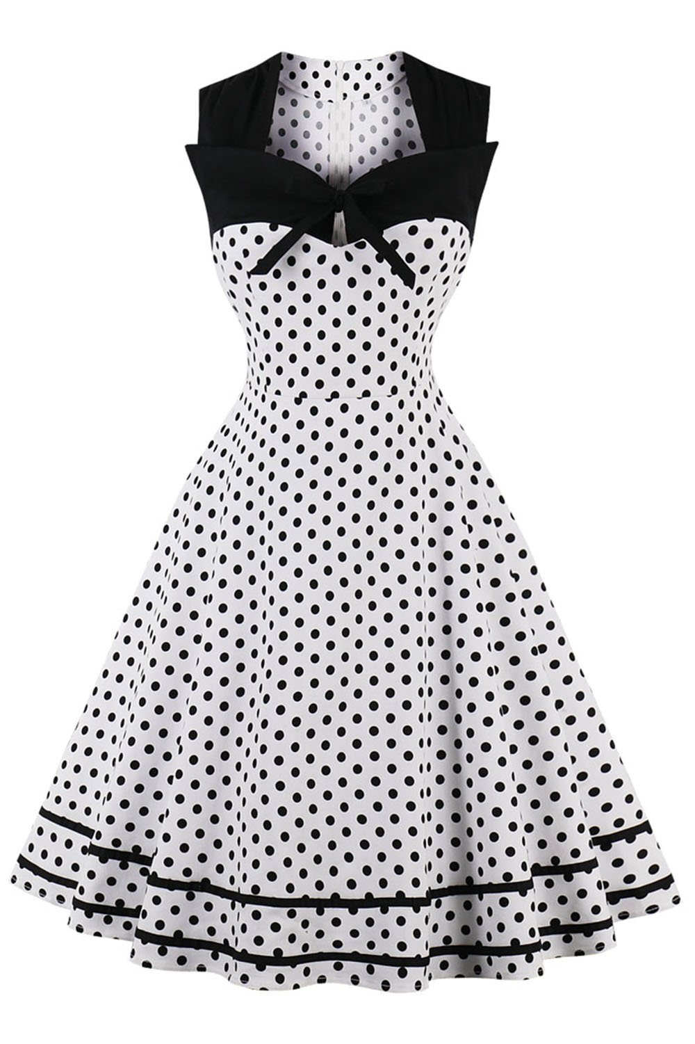 AXOEWomen's 1950s Vintage A-Line Cocktail Dress Retro Rockabilly Polka Dot Square Neck Sleeveless Party Dress for Women