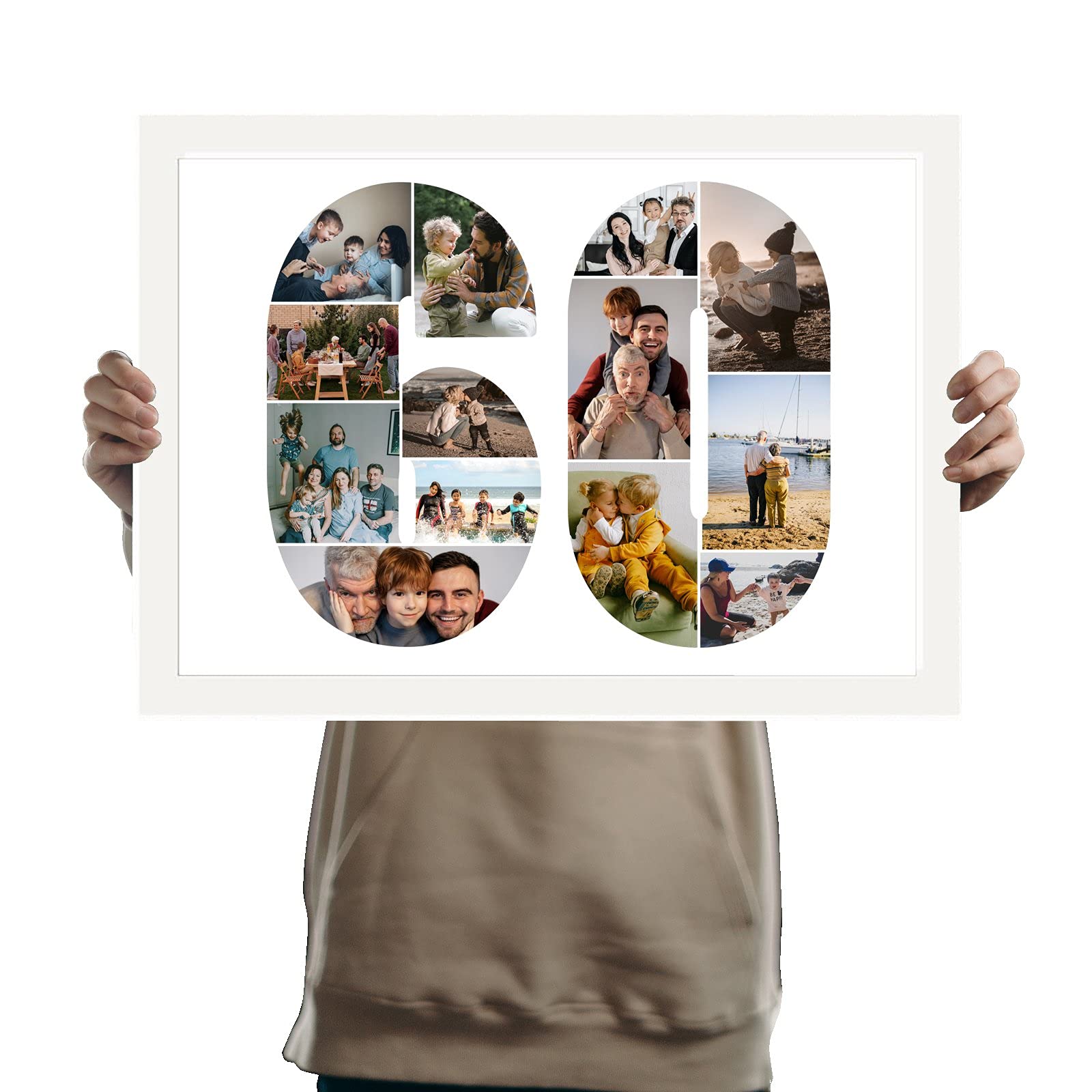 You Personalise 60th Birthday Personalised Photo Collage Framed White A3