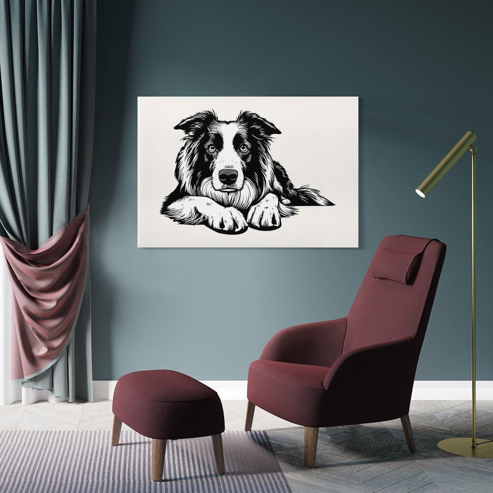 Junmoney Border Collie(2) Decorative Wall Artwork, 08x12inch(20x30cm), for Study, Office Or Focused Interiors, A Smart Decor Choice for Study Walls
