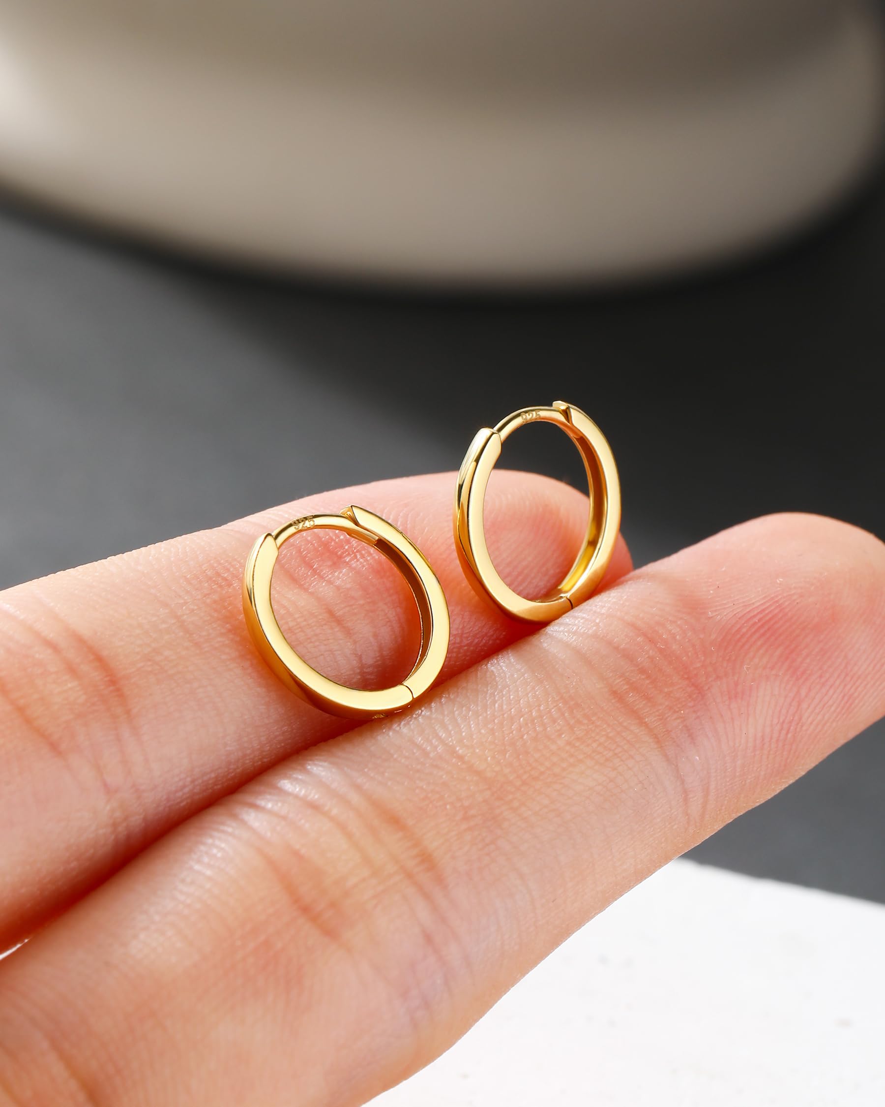 Jewseen Gold Septum Ring Knorpel Ohrring 20G Tragus Kreis 925 Sterling Sliver Lippenringe 2 Stück Conche Ohrringe 10 mm
