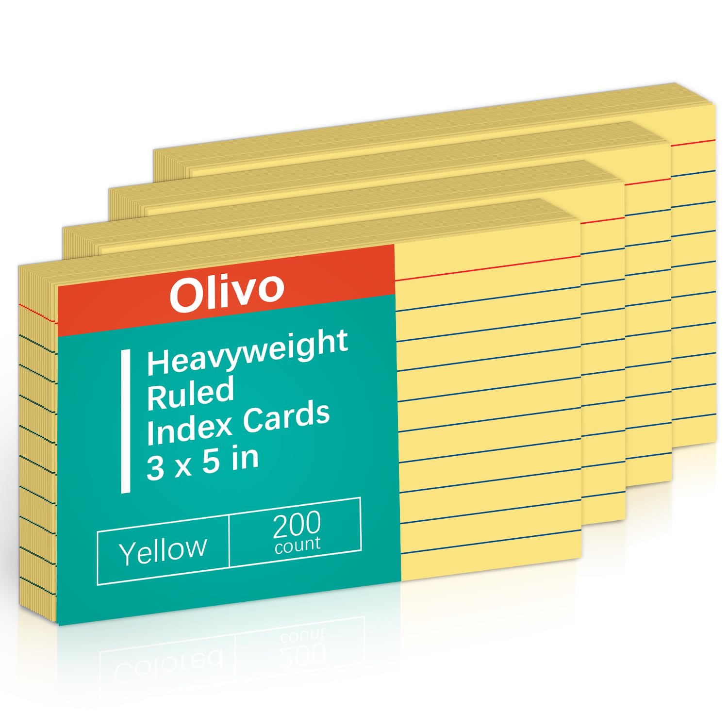 Yellow Lined Index Cards 3x5 Ruled Note Cards 200 Count, 180 GSM Heavy Weight โ image 1