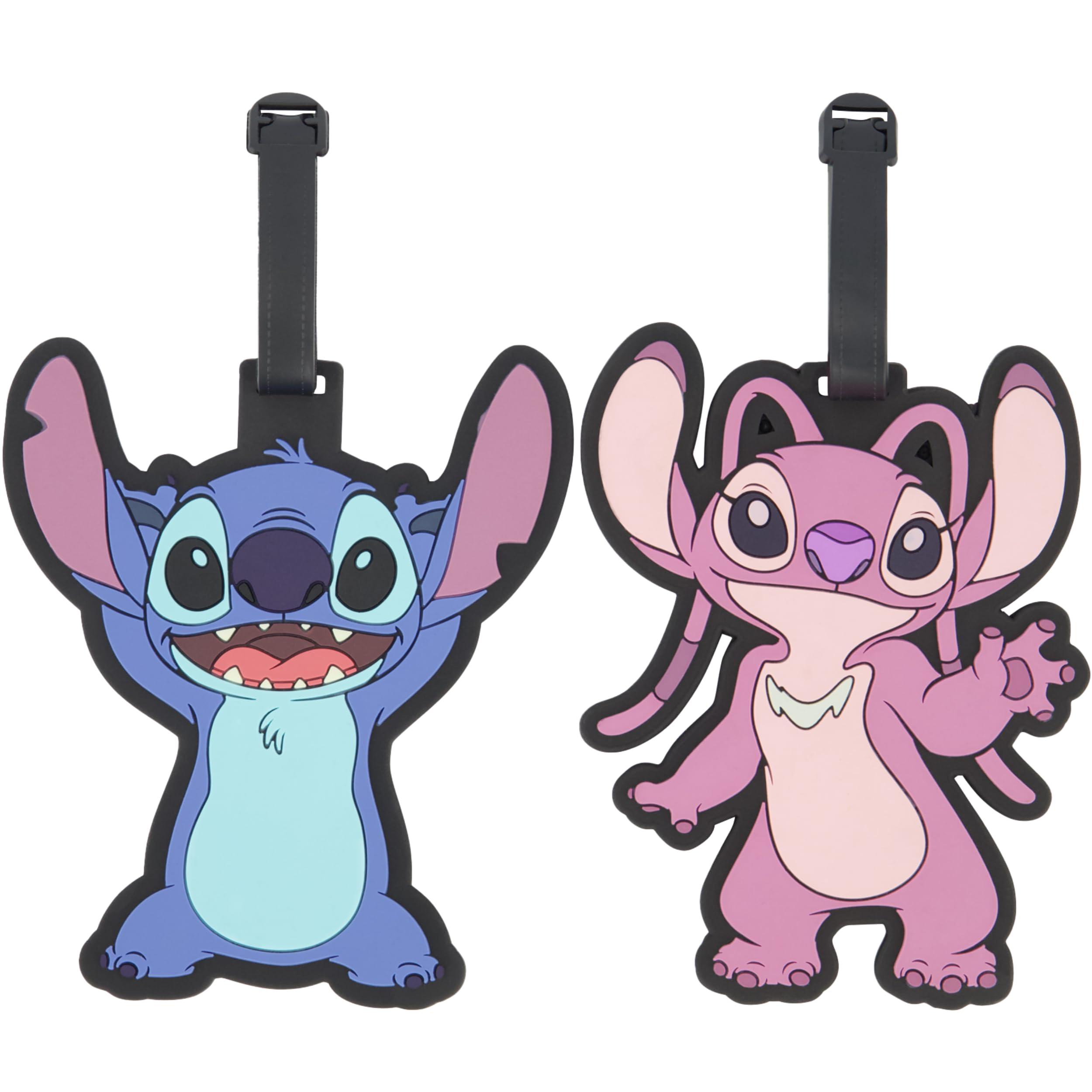 Disney Stitch and Angel 2-Piece Suitcase ID Tag Set with Adjustable Straps, Multi, One Size