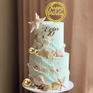 DRWATE Starfish Conch Cake Toppers Seahorse Shell Coral Cake Decorations...