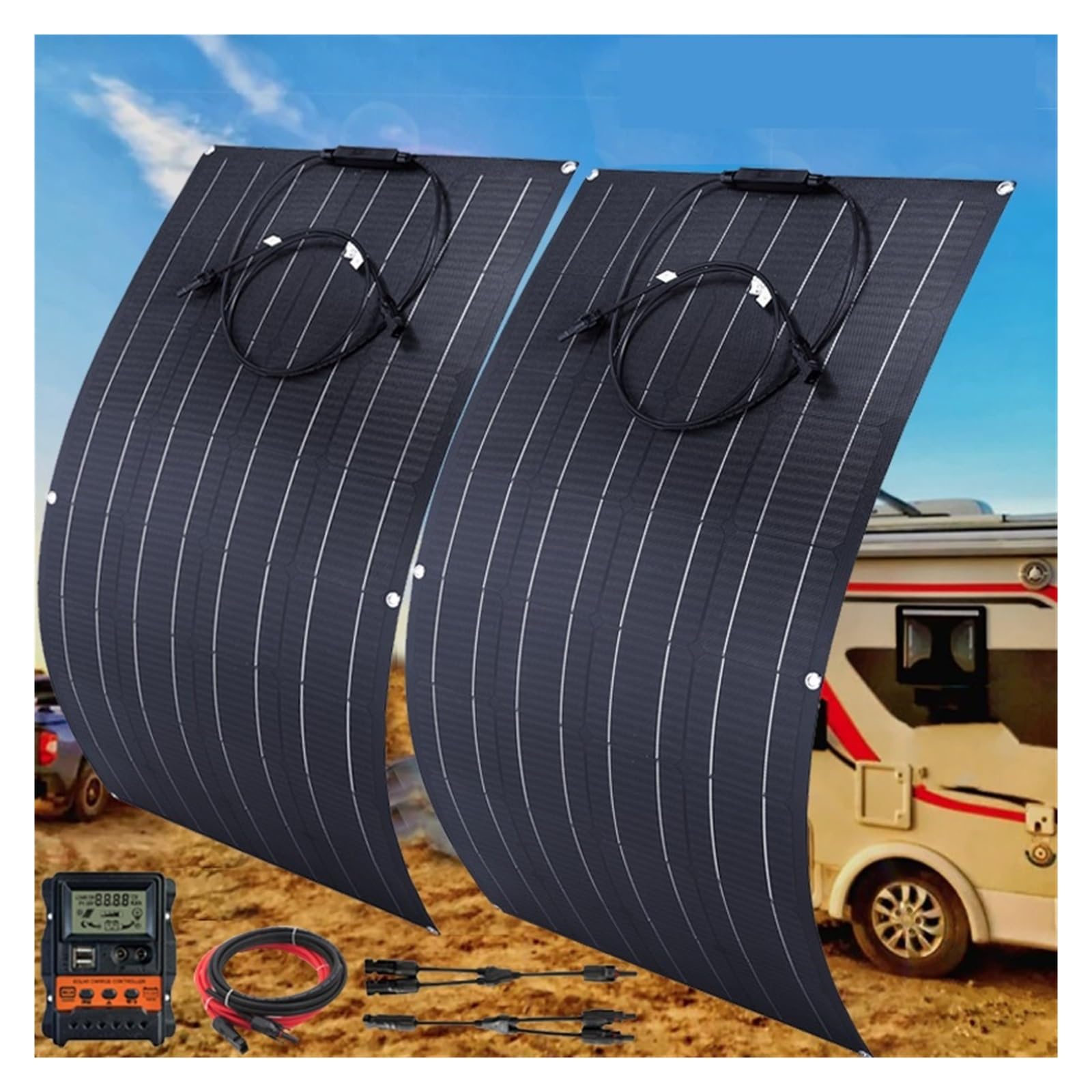 600W 300W elastyczny panel słoneczny przenośna ładowarka energetyczna na ogniwa słoneczne złącze DIY do systemu ładowania smartfona Car Camping łAtwa Instalacja(6000W 12V to 220V-01)
