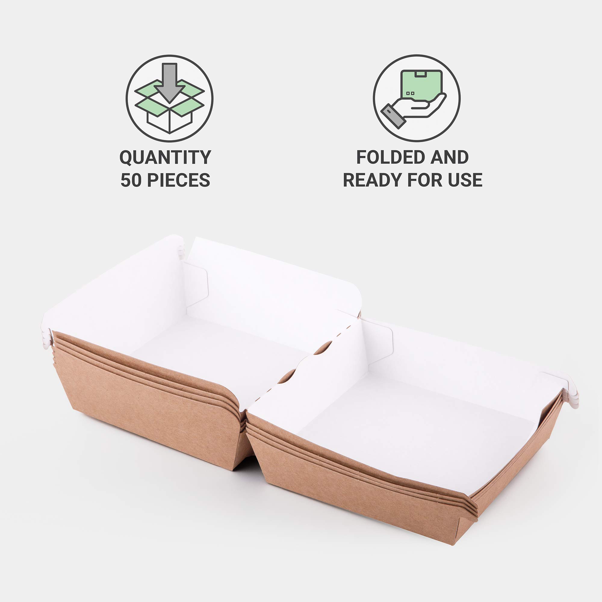 50 Scatole Burger Kraft Biodegradabili - 13x14x8cm, Con Coperchio, Per Take Away, Microonde E Congelatore - Foto 13