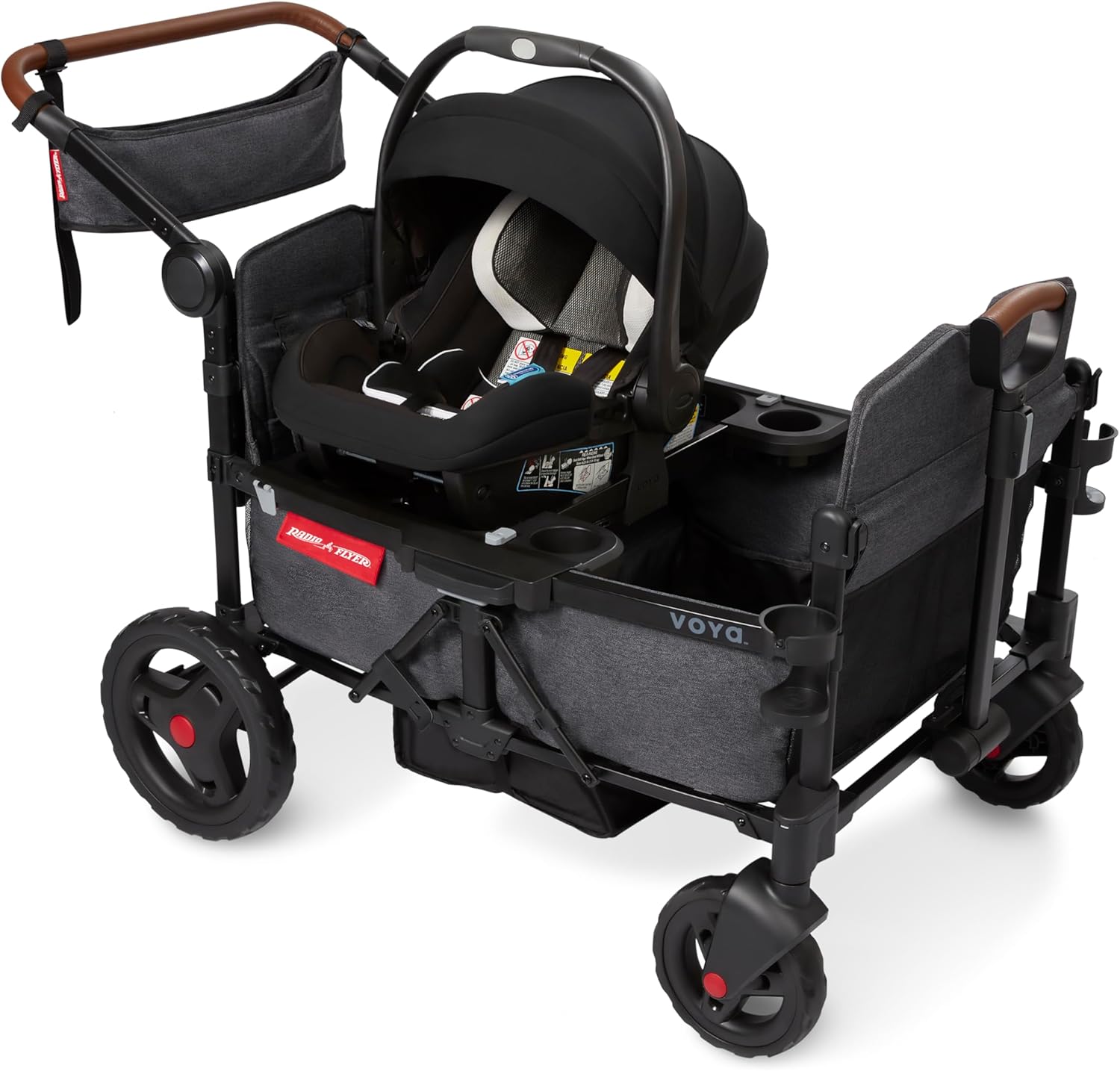 Radio Flyer Voya Stroller Wagon Car Seat Adapter with Cupholders, Compatible with Select Graco Car Seats, Secure and Stable, Designed for 4-Seater Voya Wagons, Graco Stroller Attachments