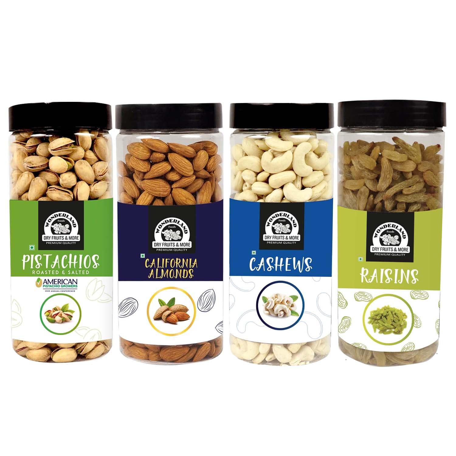 WONDERLAND FOODS Dry Fruits Combo Pack of 4 | Almonds (NP), Cashews (W-320) Mangalore Quality, Roasted & Salted Pistachios and Raisins 2kg (500g X 4) Jar (B0DGLHYHST) Amazon Price History, Amazon Price Tracker