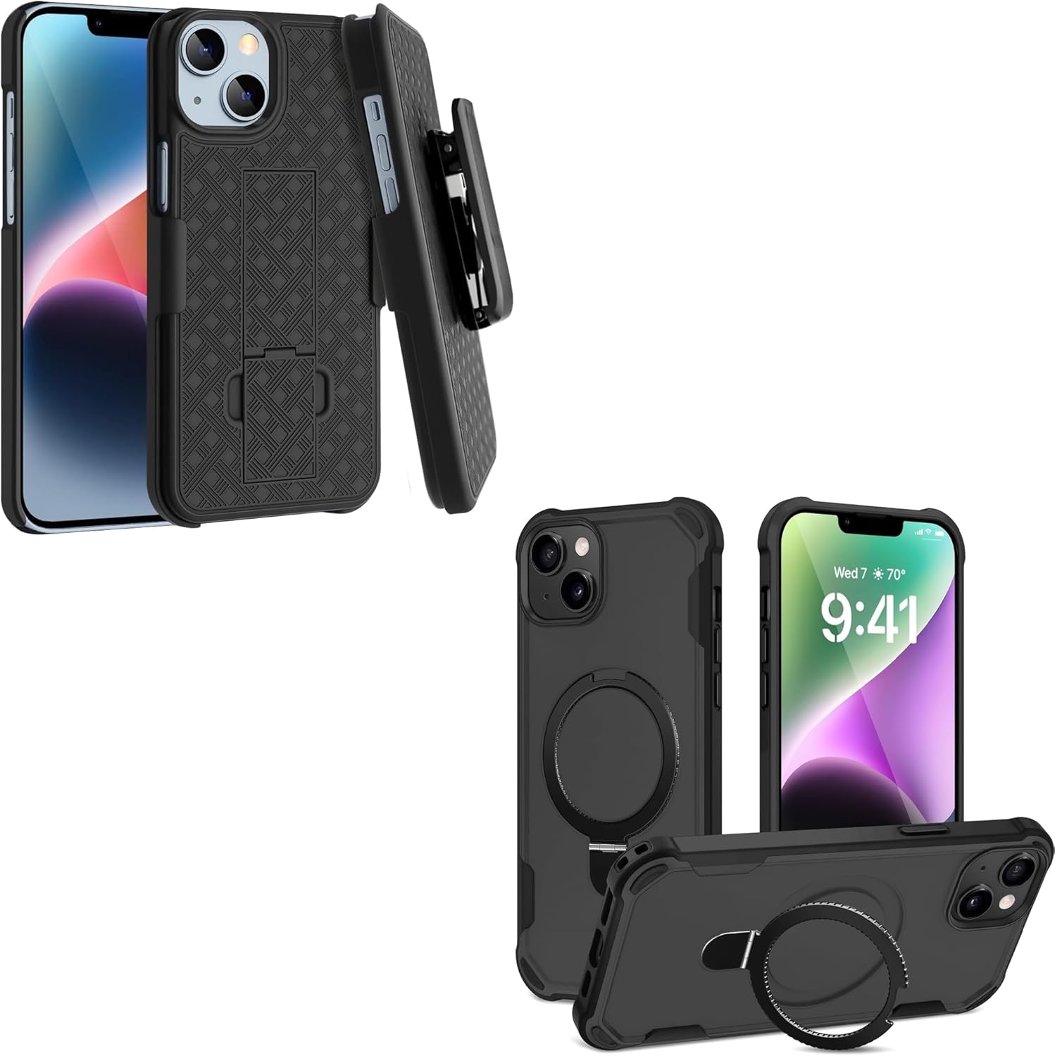 Fingic for iPhone 15 Pro Max Case - Slim Combo Shell with Kickstand+for iPhone 15 Pro Max Case Compatible with Mag-Safe