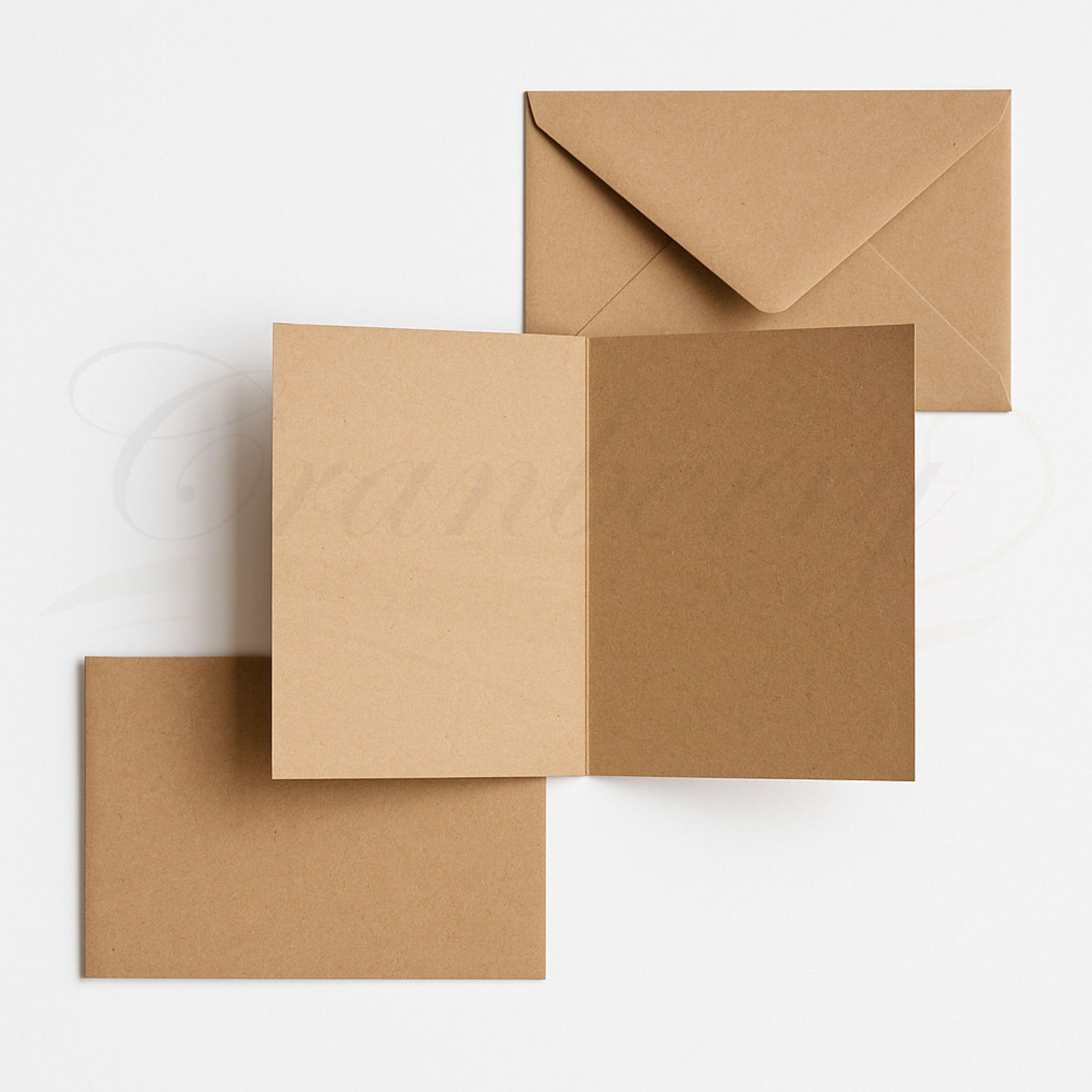 Cranberry 10 Pack - 5x7 ECO Kraft Card Making Set - Natural Brown Blank Creased Cards with Matching 110gsm Kraft Envelopes - for DIY Invitations, Cards and Stationery