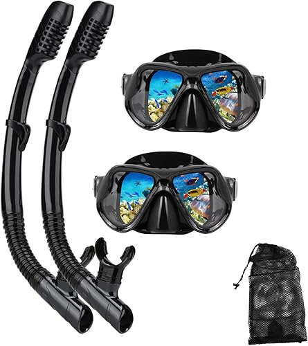 Miniatura 1 de DIPUKI Snorkeling Gear for Adults Snorkel mask Set Scuba Diving mask Dry Snorkel Swimming Glasses Swim Dive mask Nose Cover Youth Free Diving