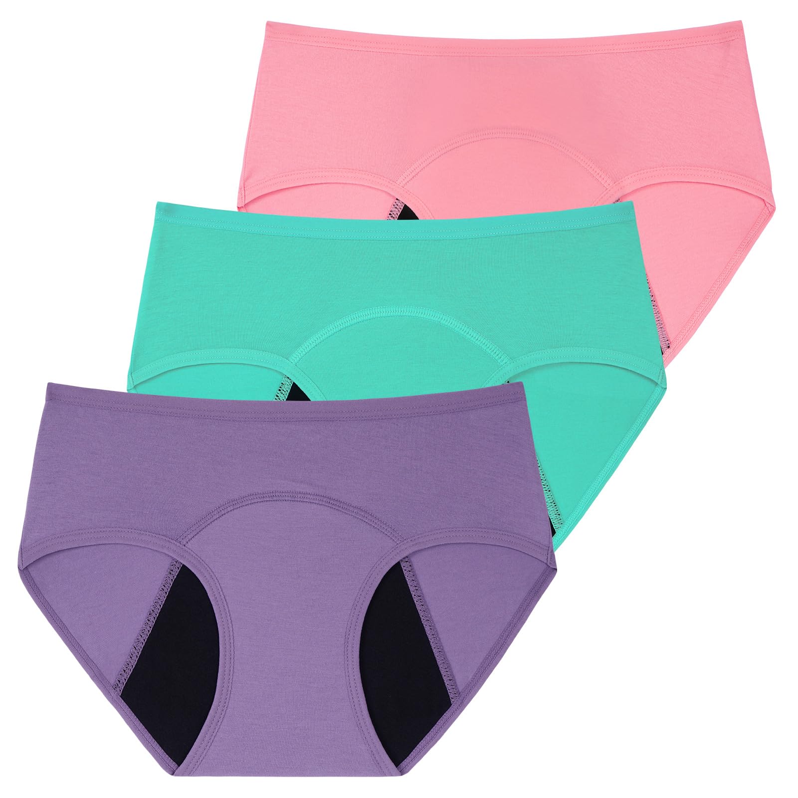 INNERSY Teen Girls Knickers Period Pants Cotton Leakproof Menstrual Underwear Pack of 3 — view 8