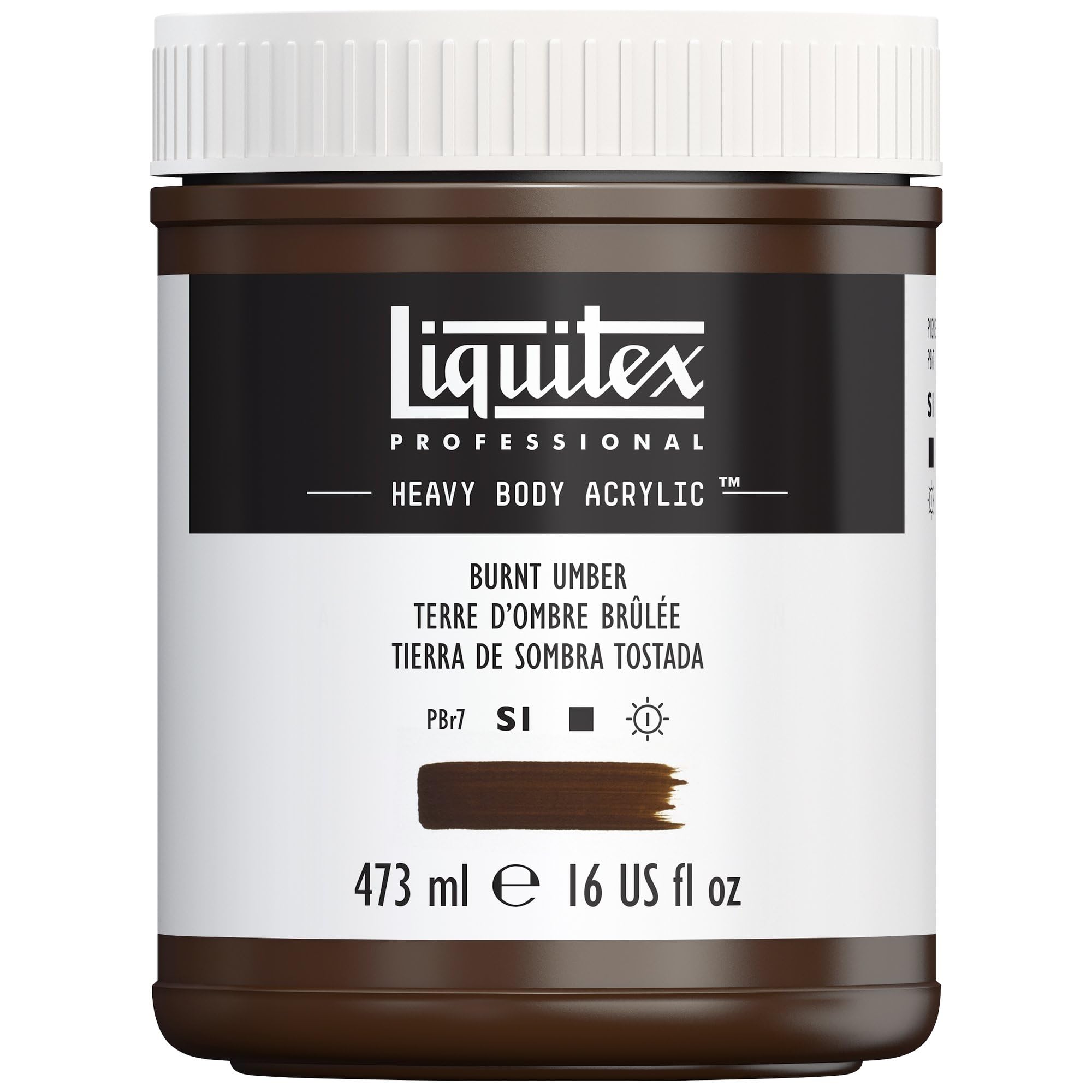 Liquitex 4412128 Professional Heavy Body Acrylfarbe in Künstlerqualität mit ausgezeichneter Lichtechtheit in buttriger Konsistenz, 473ml Topf - Umbra gebrannt