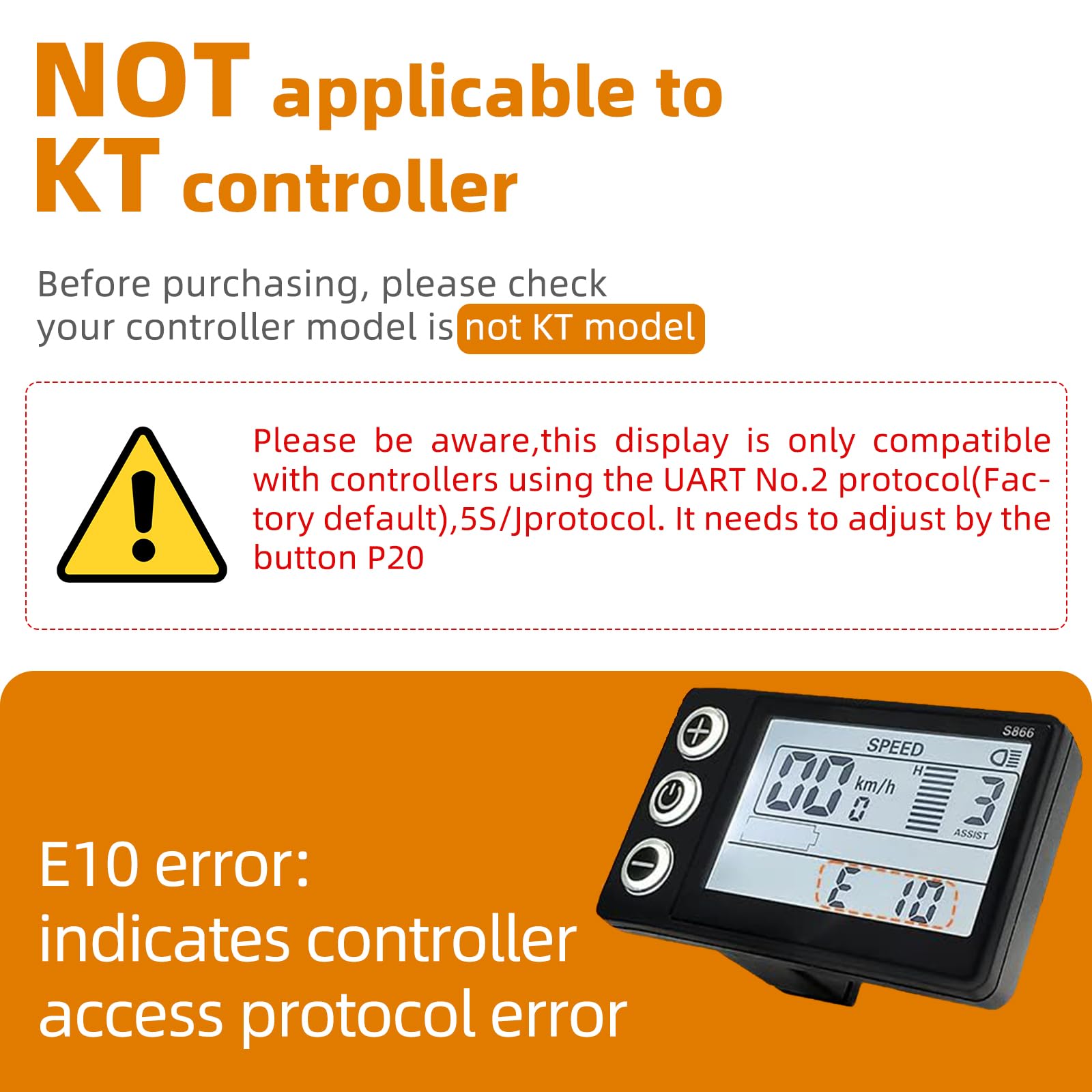 S866 Electric Bicycle LCD Display Meter, 24V 36V 48V Ebike LCD Display Control Panel Wireless Bicycle Speedometer Odometer for Electric Scooter Electric Bike Modification for 22.2mm Handlebars