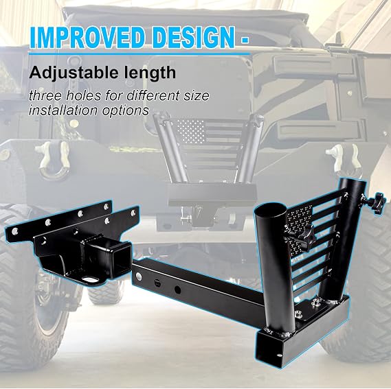 Buling US Flag Hitch Flagpole Holder Trailer Hitch Mount Universal for Jeep SUV RV Pickup Truck Camper Trailer with Standard 2 Hitch Receiver Thickened Version