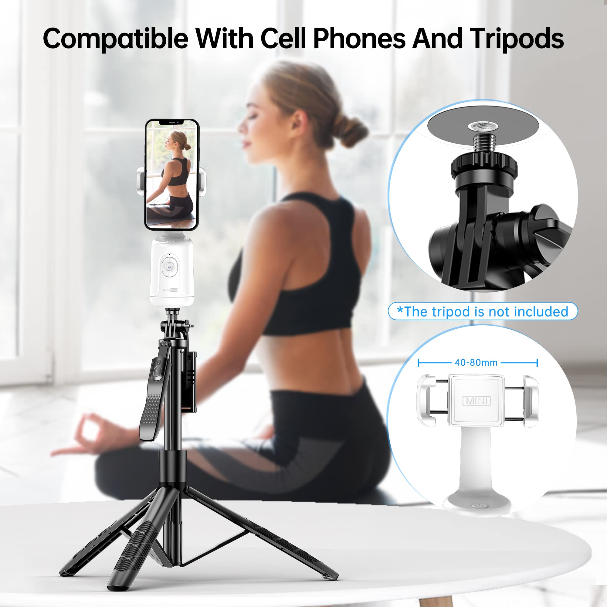Auto Face Tracking statyw, uchwyt na telefon z inteligentnym śledzeniem 360°, stabilizator gimbalowy z inteligentnym śledzeniem twarzy i ciała do nagrywania wideo, transmisji na żywo, vlogów (Biały)
