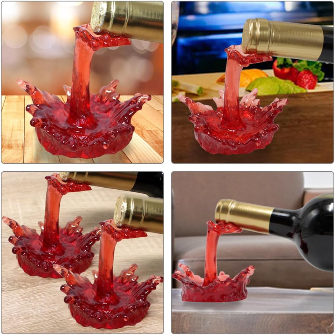 Garneck Xmas Waterfall Style Resin Desk Figurine Crimson Surface Decor image 3