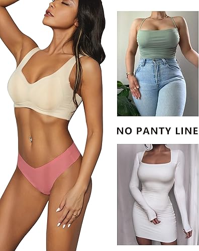 Miniatura 4 de FINETOO Paquete de 9 tangas sin costuras para mujer, ropa interior invisible con cintura en V, cómodas, sexy, tallas XS-XL