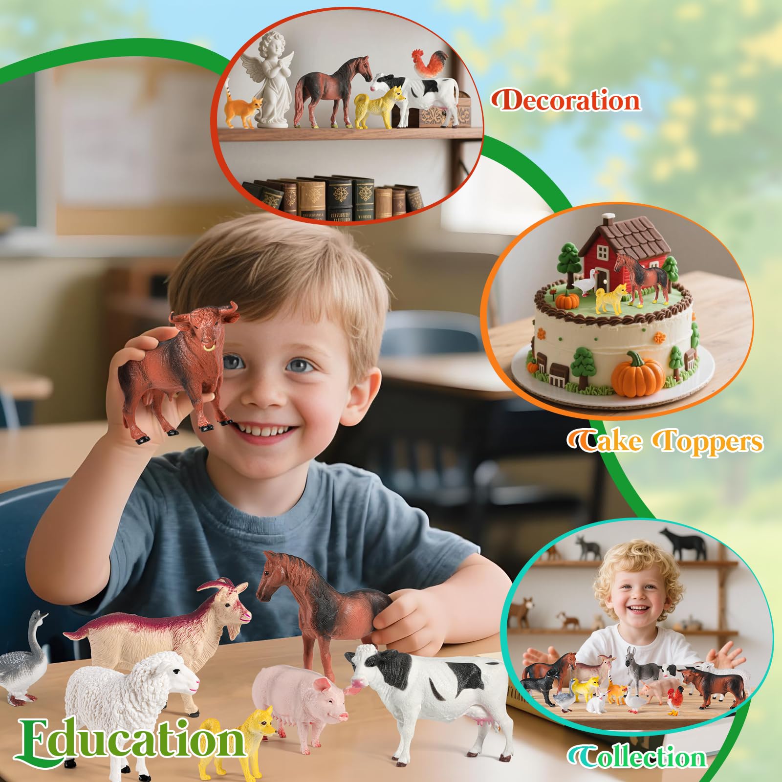 FRUSE Animali Giocattolo per Bambini,23 Pezzi Animal Farm con Realistico Fattoria Animali Figure,Trattore Giocattolo, Balle di Fieno e Recinti,Giochi Educativo per Bambina Ragazzo Ragazza 3 4 5 6 anni