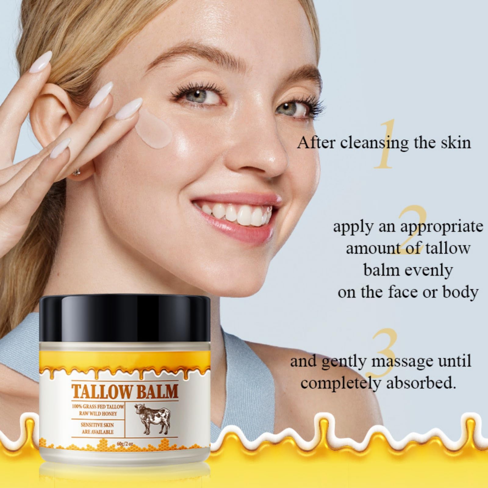 Beef Tallow Skin Care, Premium Beef Tallow and Honey Balm - Image 3