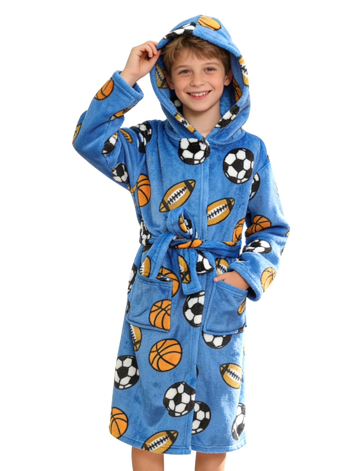 Doctor Unicorn Boys Soft Hooded Bathrobe Kids Warm Gamer Fleece Robe Sleepwear