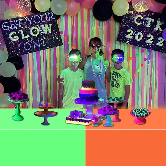 Neon Table Cloths - 4 Pcs Multi-color 130 x 220 cm Glow in The Dark Table Cloths for Neon Party Decorations Glow Party Supplies