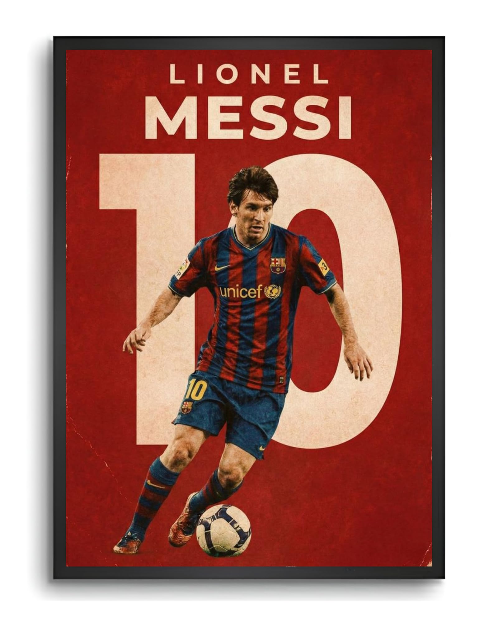 Vyopix Lionel Messi FC Barcelona, Wall Decoration Art Framed Poster, Laminated Poster with 0.5 Inch Black Wooden Frame For Home, Living Room, Bedroom and Office (8X12 Inches)-image-37