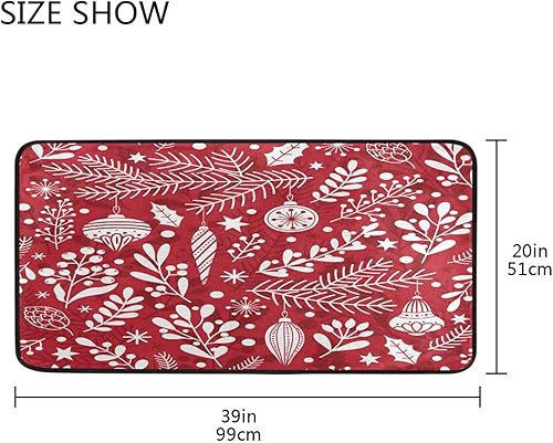 Miniatura 2 de Alfombras de cocina de Navidad, alfombra de baño roja y blanca para baño, absorbente, antideslizante, lavable, alfombra de pie para el hogar,