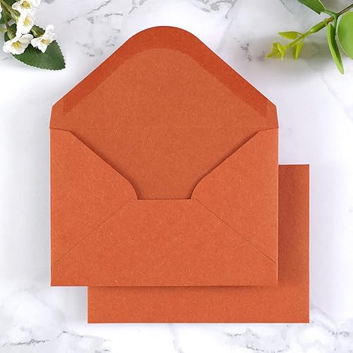 PONATIA Paquete de 50 sobres A1, sobres de color naranja quemado de 3.62 x 5.2 pulgadas, perfectos para tarjetas de boda, tarjetas de confirmación,