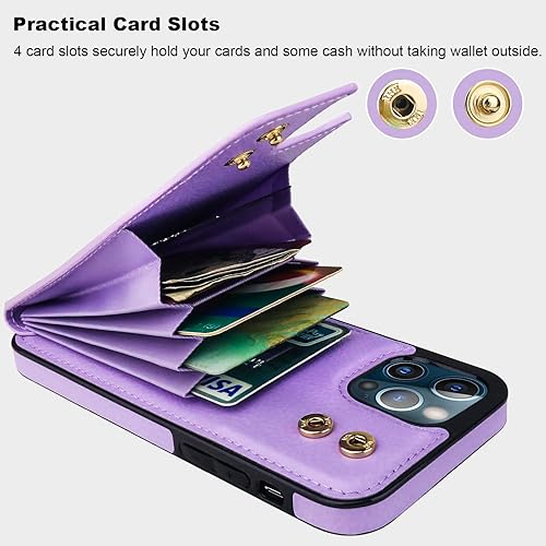 Miniatura 4 de Folosu Funda compatible con iPhone 1212 Pro con soporte para tarjetas, rotación de 360, soporte de anillo de dedo con función atril, protección