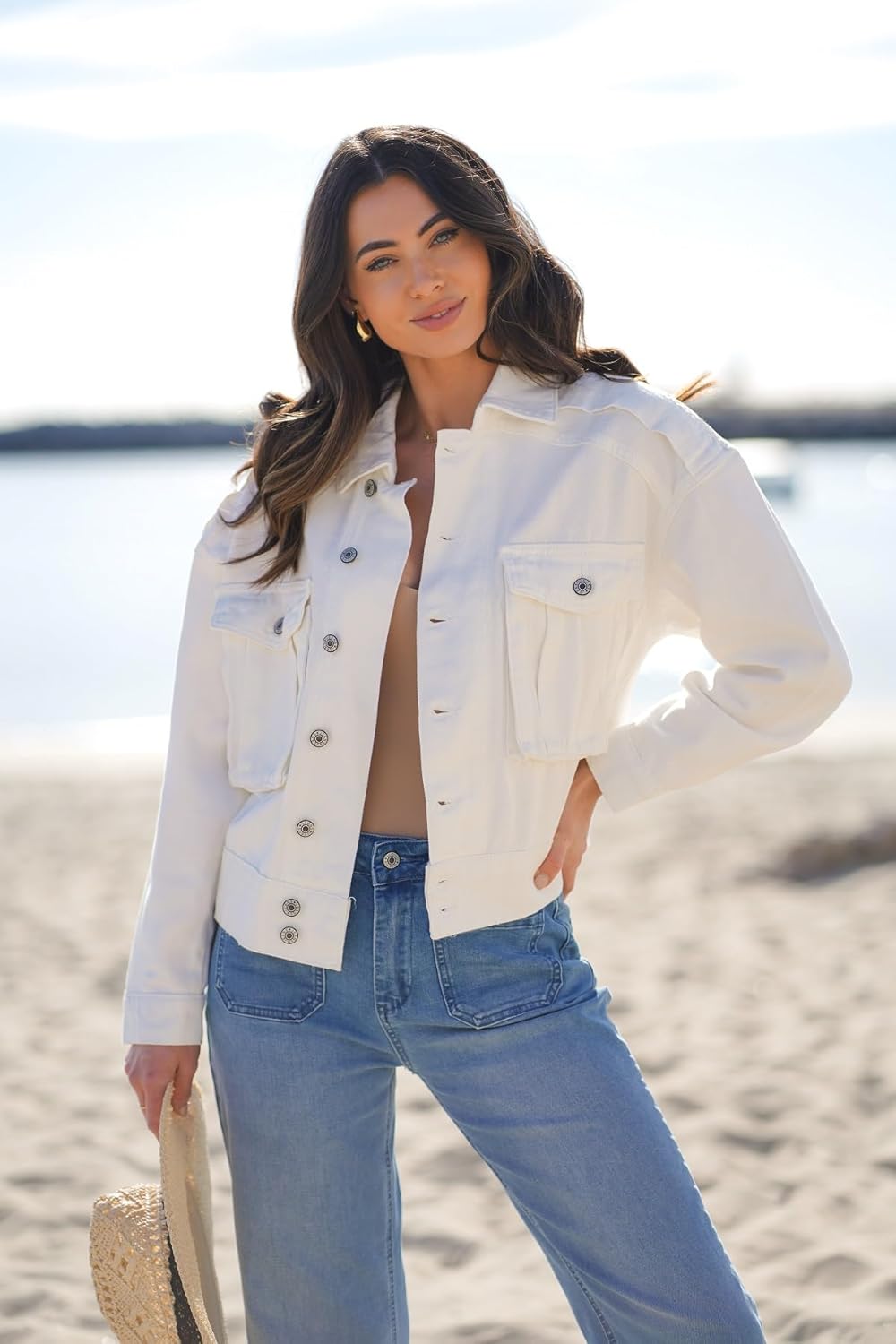 Dokotoo Women's Cargo Jean Jacket - Cropped Button Spring Fashion Coat for Women - Image 6