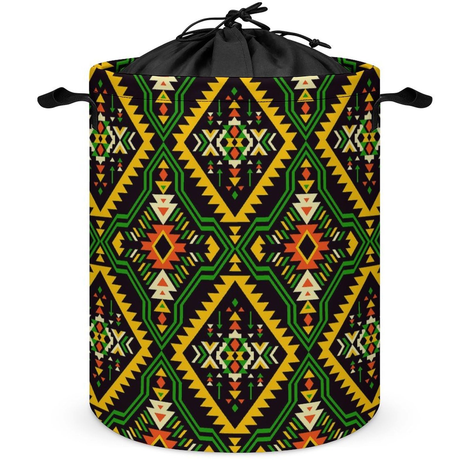 Qjjinxior Drawstring Laundry Hamper, Native American Laundry Basket, Washing Basket with Handle