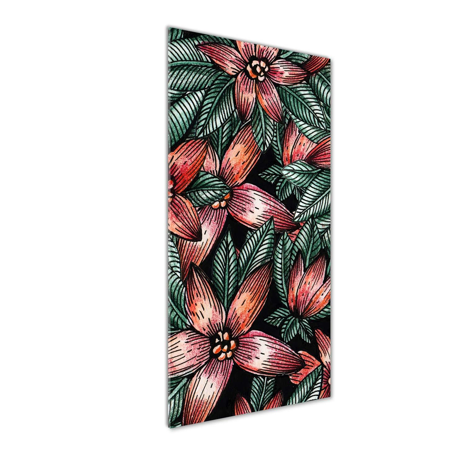 Image sur Verre pour Murs Sombres - Tableau Acrylique Tulup Lumineux Fleurs Orange