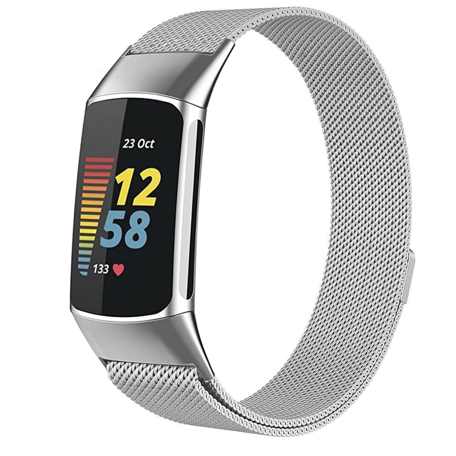 Wongeto Metal Replacement Strap Compatible with Fitbit Charge 6 /Charge 5 Strap, Adjustable Stainless Steel Wirst Band for fitbit Charge 6 Women Men