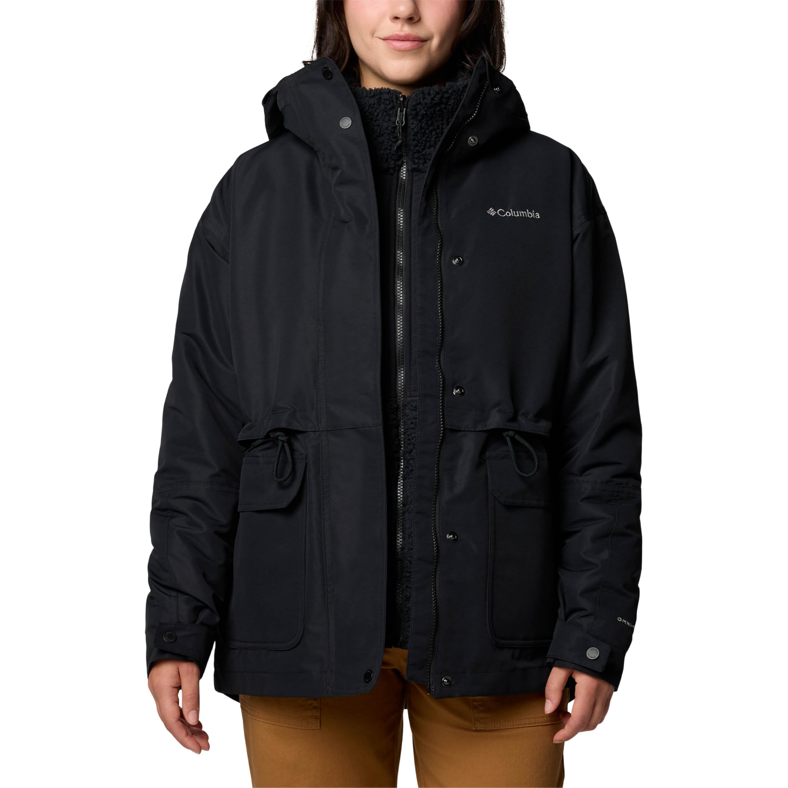 Columbia Women's Drop Ridge 2 Interchange Jacket, 3 In 1 Interchange Winter Coat, Black, Large