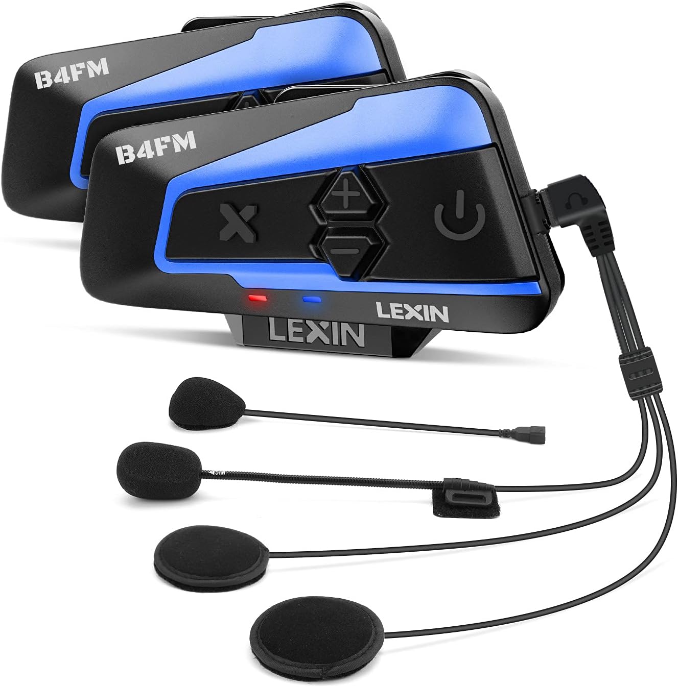 LEXIN B4FM Motorcycle Intercom, Helmet Bluetooth Headset With Hi-Fi Stereo Sound Quality, DSP Noise Reduction, Universal Pairing, Waterproof, Up to 8 Riders(2 Packs)
