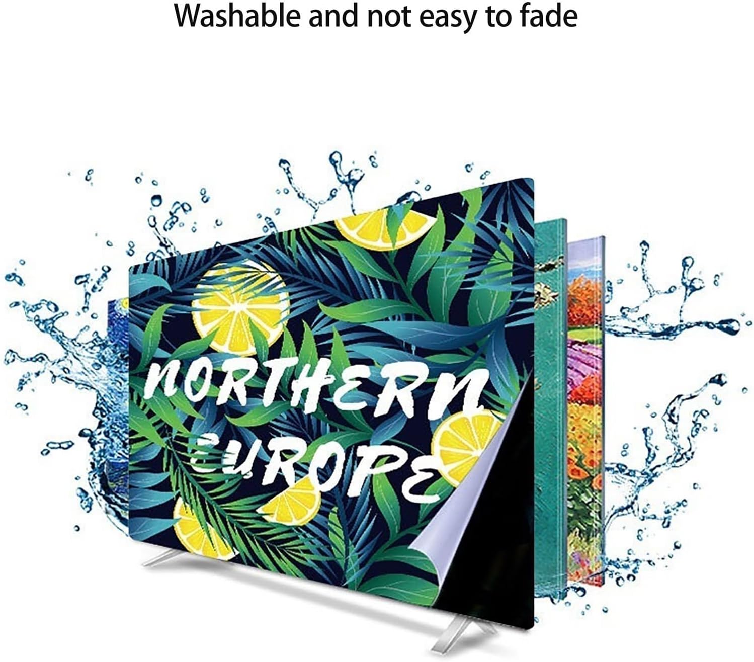 Printing Tv Dust Cover with Screen Protector Indoor Television Display Protector, Dustproof 19-80 Inch Universal Monitor Decorative(80 inch (187 * 112cm),Fan)