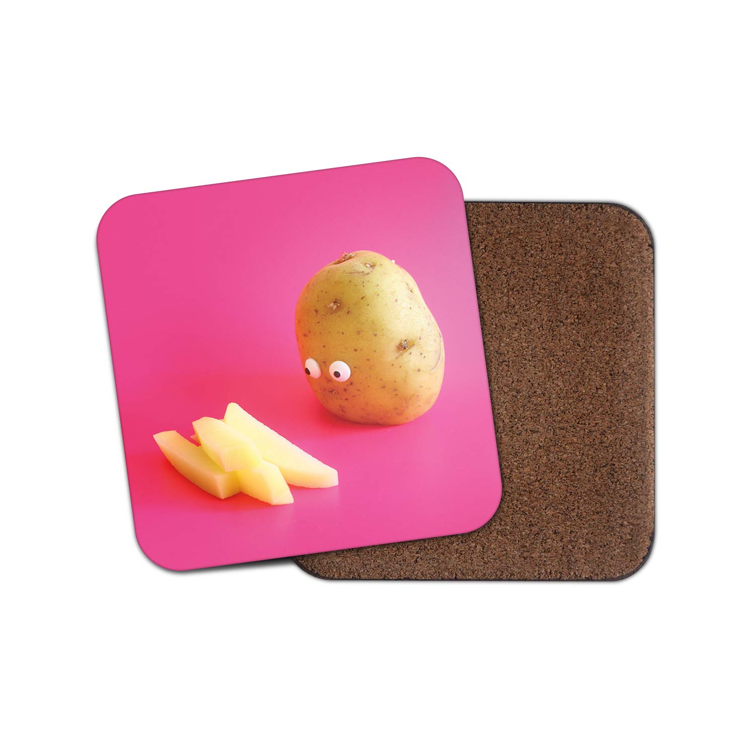 Destinationvinyl Multicolor 1 X Funny Potato Coaster - Joke Food Chips Vegetable Office Dad Brother #15264