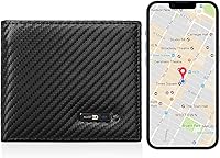 Vista 9 de Cartera para hombre con rastreador funciona con iOS y Android, billetera con gran capacidad de cuero auténtico, 9 tarjetas y 1 ventana
