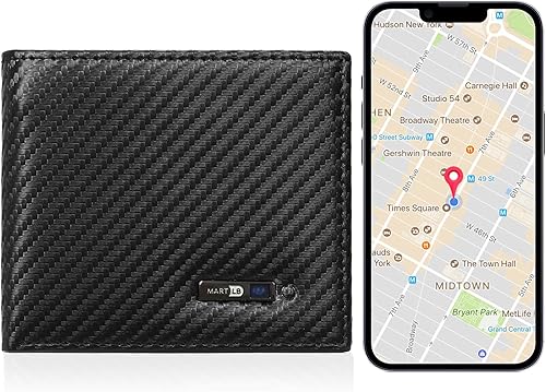 Miniatura 7 de Electronic Finder - Rastreador de cartera Bluetooth antipérdida, cartera para hombre con localizador de posición GPS y buscador (negro carbón)