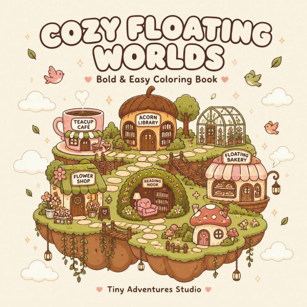 Cozy Floating Worlds: A Cozy Fantasy Coloring Book