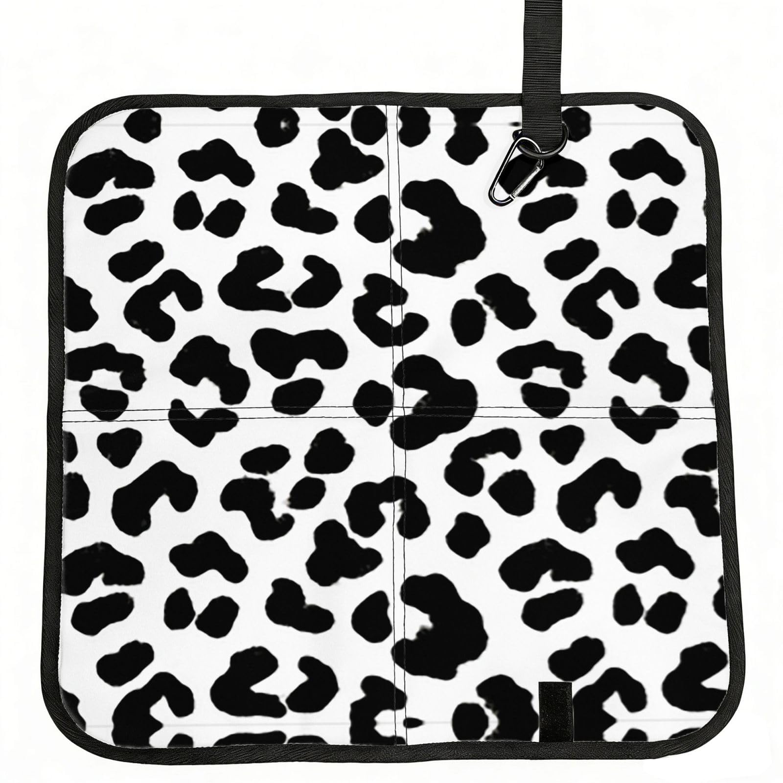 DUYIOKH Black Leopard Print Foldable Portable Seat Cushion for World Cup Games, Camping and Outdoor Activities