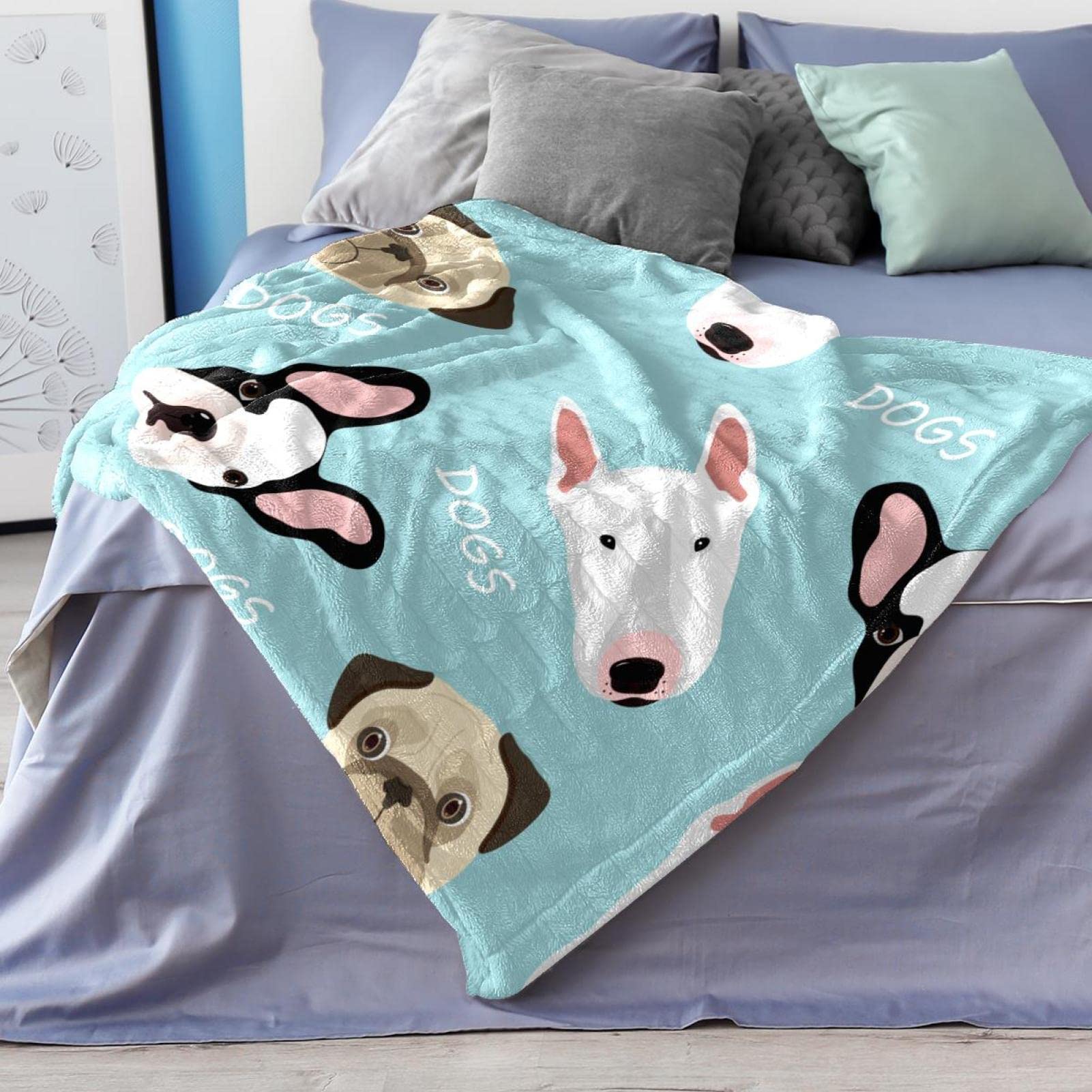 Manta de forro polar para sofá, sofá o cama, manta suave y acogedora para perros lindos