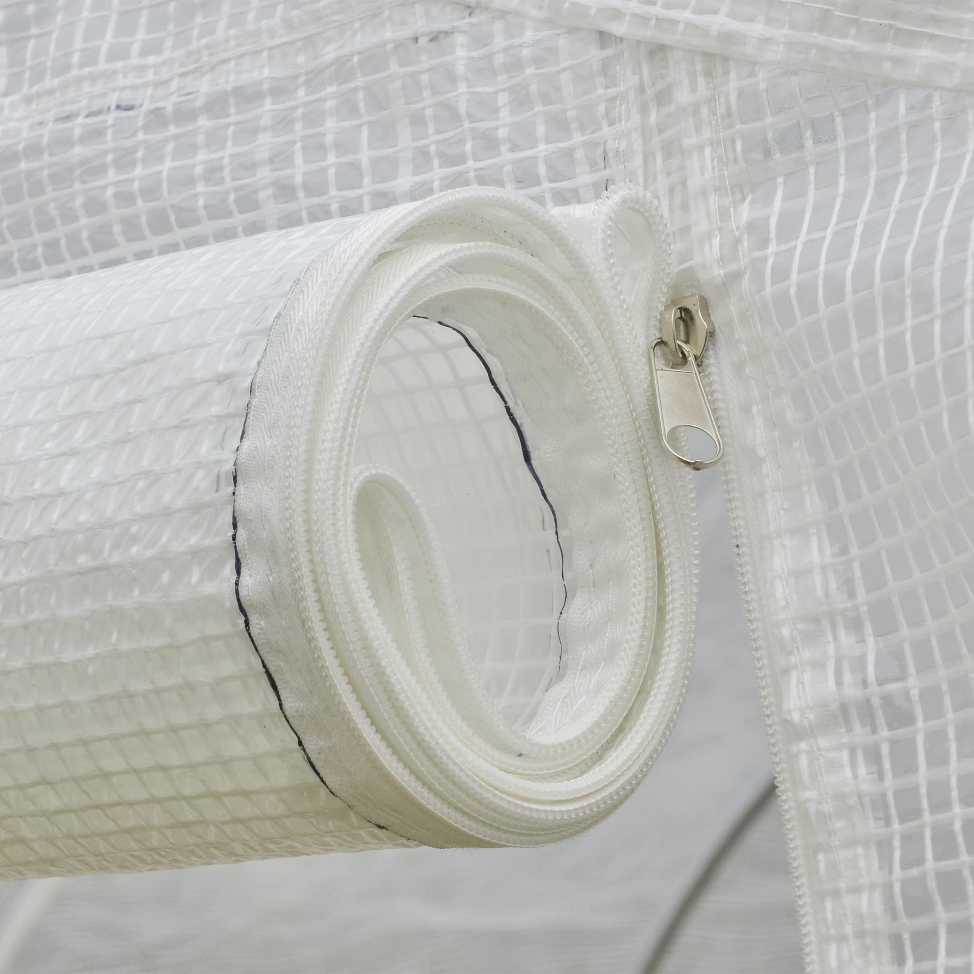 Outsunny Serre de Jardin Serre Tunnel de Jardin dim. 3,5L x 3l x 2H m Porte + 6 fenêtres enroulables Acier galvanisé bâche PE Haute densité Blanc
