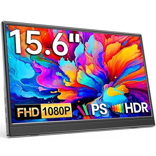 KQC Portable Monitor 15.6" 1080P FHD IPS Display, Ultra-Slim USB-C HDMI Travel Monitor with Kickstand, Zero Bezel Screen Extender for Laptop, Mac, Phone, PS, Xbox, Switch Gaming