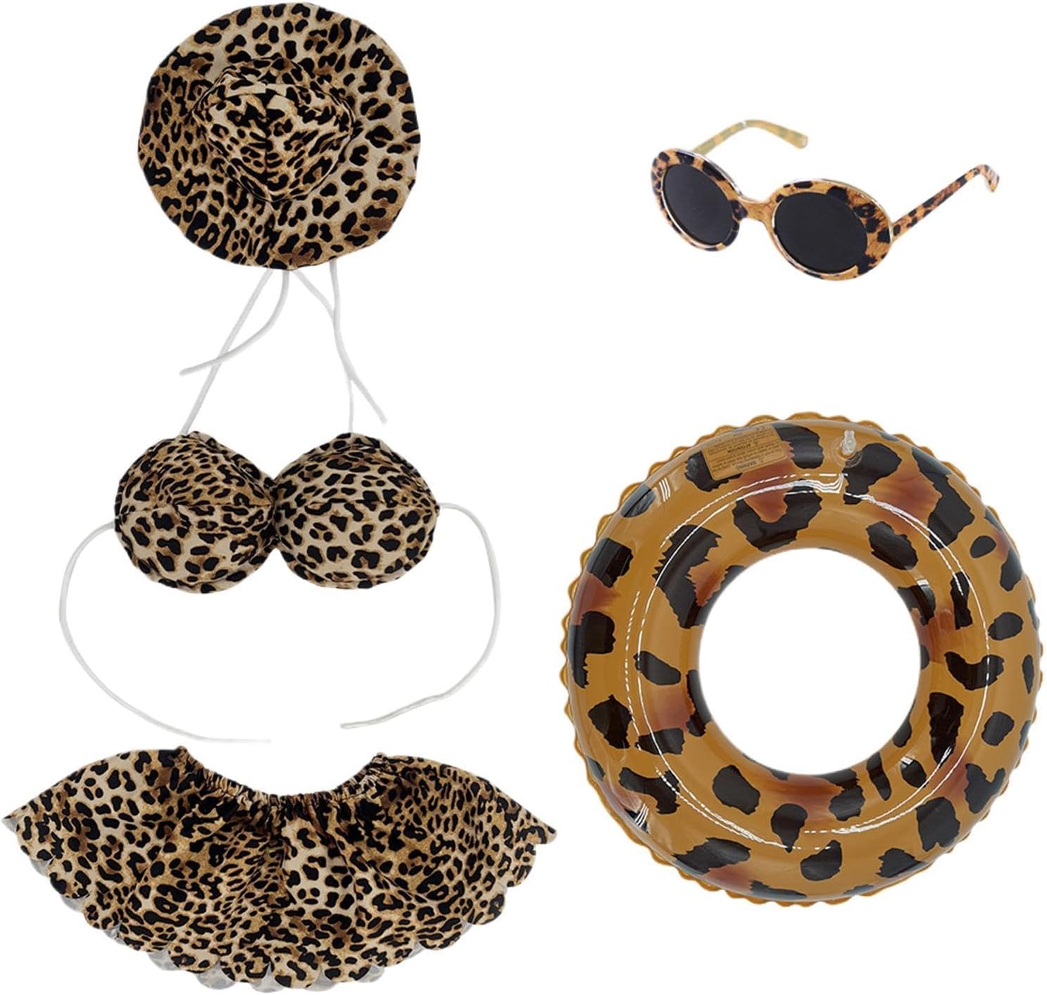 Porch Goose Outfit, Leopard Bikini Clothes with Hat and Sunglasses Set